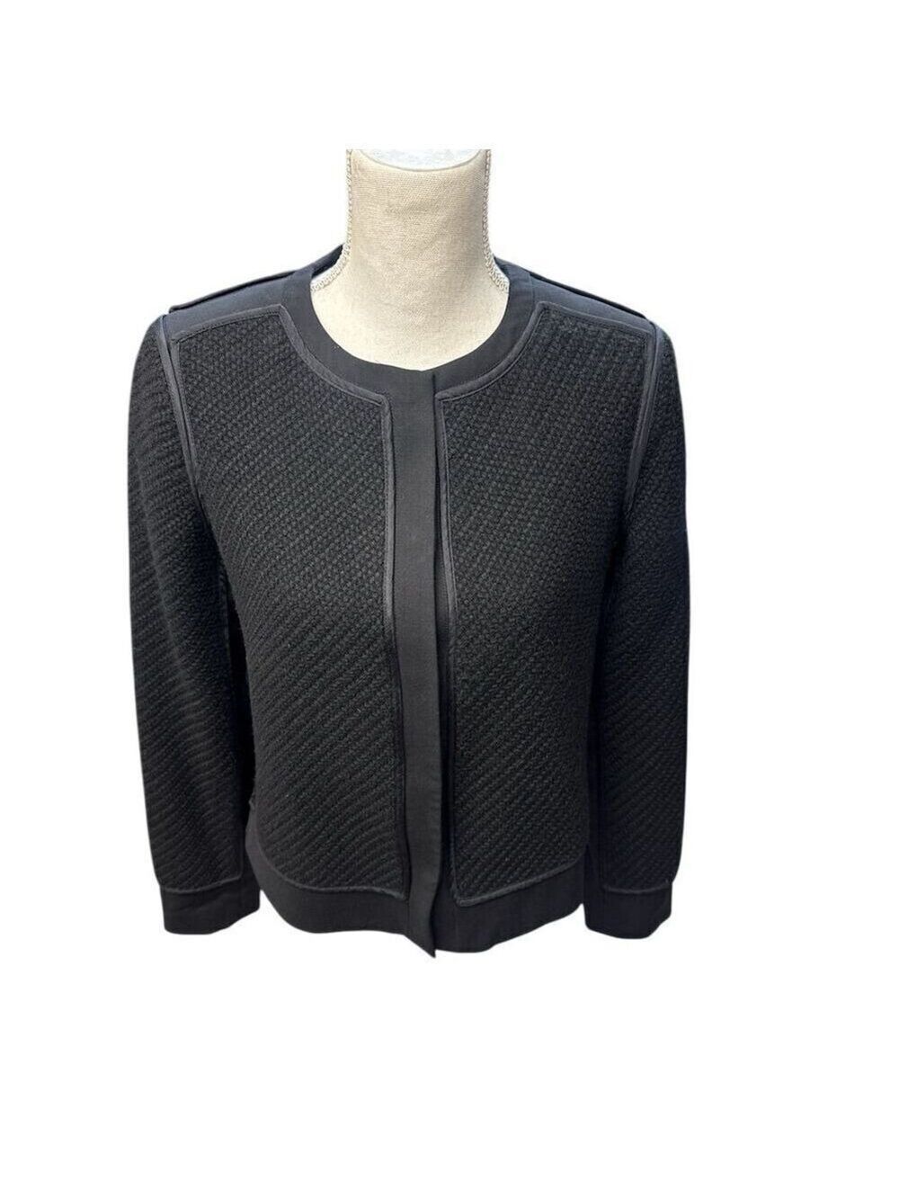 Vince Women's Wool Jacket Black Mid-Length Casual Layering Size 8